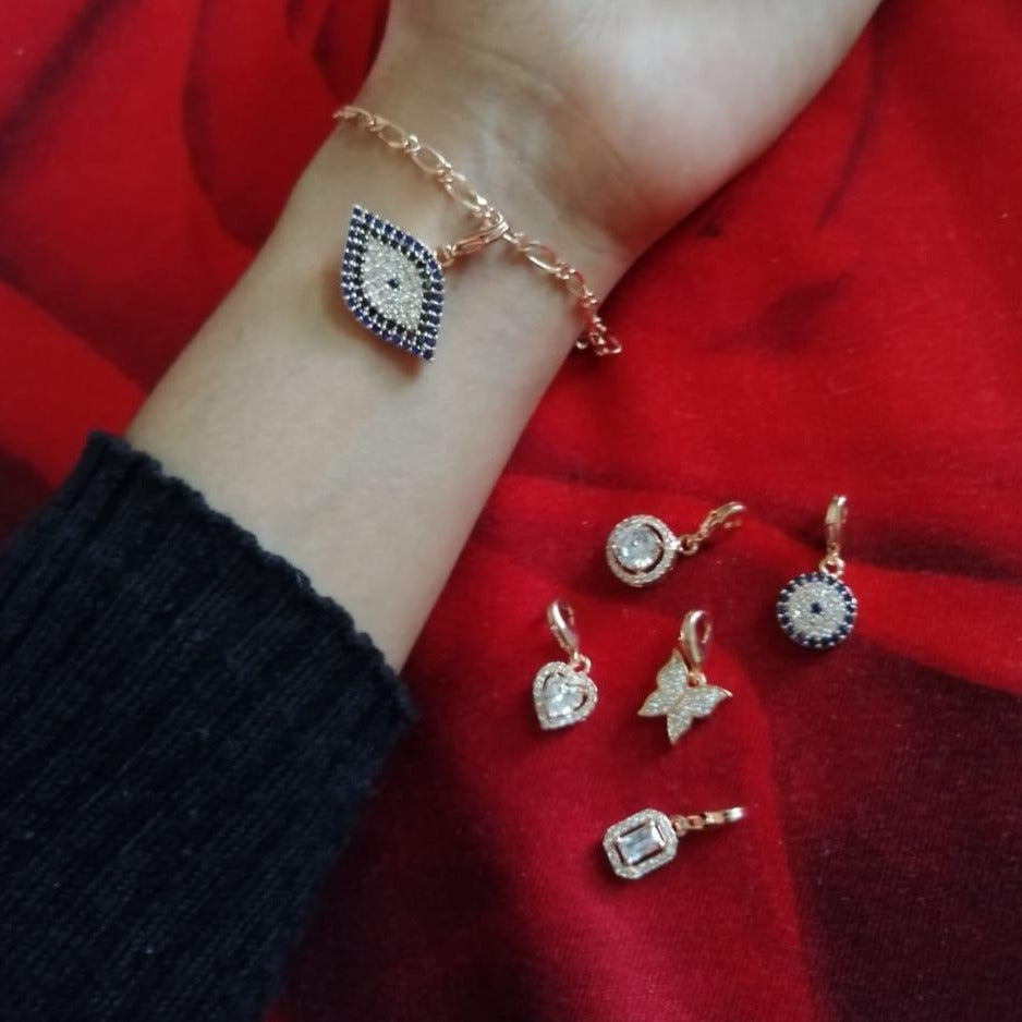 Latest Stylish Austrian Crystal Rose Gold Charm Bracelet for Women  Girl Best  Quality
