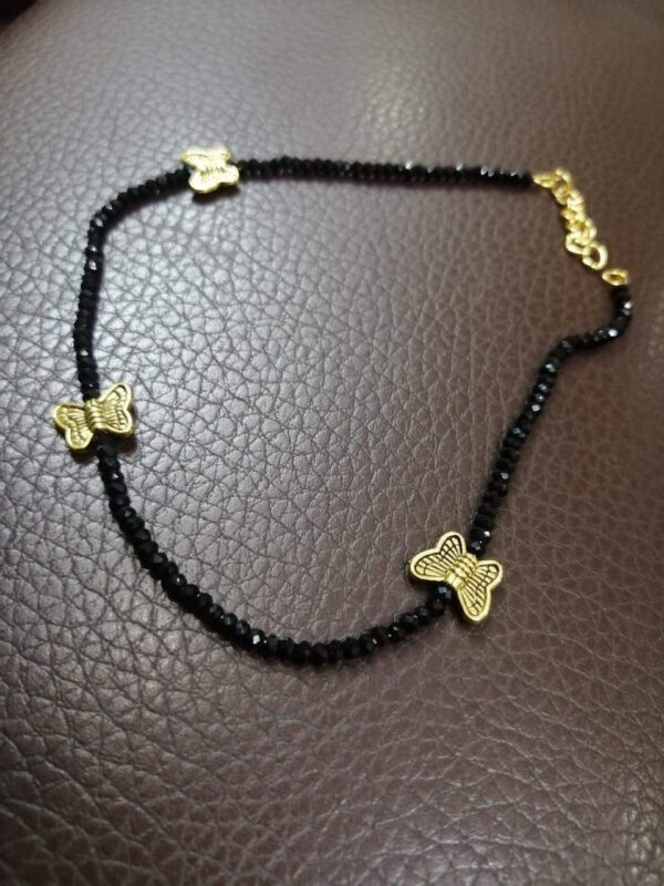 Butterfly Black Stone Anklet - Abdesignsjewellery