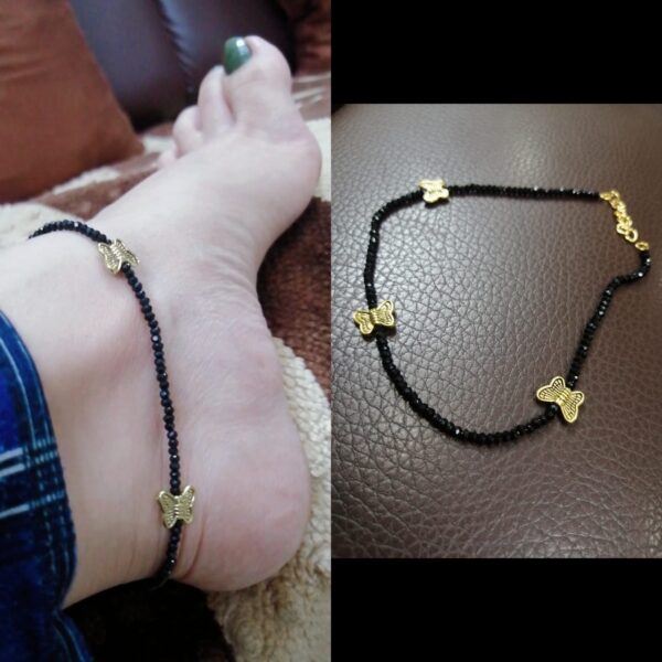 Butterfly Black Stone Anklet - Abdesignsjewellery