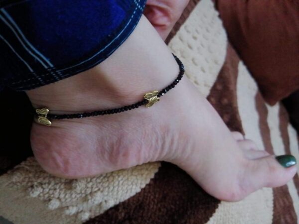 Butterfly Black Stone Anklet - Abdesignsjewellery